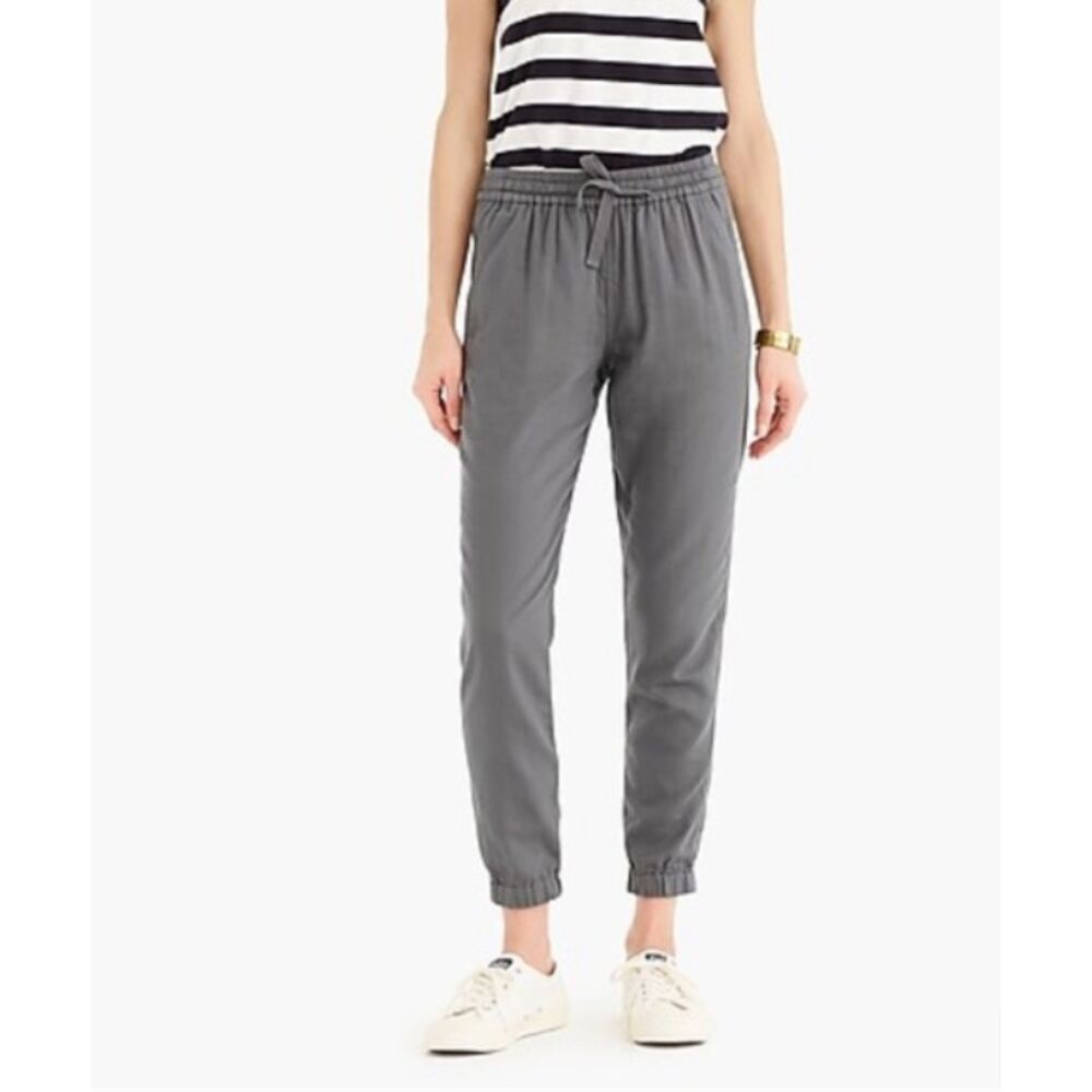 J Crew 100% Cotton Gray Point Sur Seaside Elastic Waist Hem Till Pants No Sz Tag